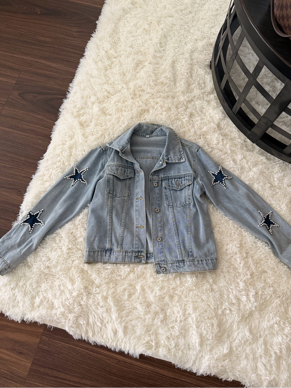 Light Blue Denim Jacket with Stars/USA Details